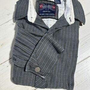 English Laundry Mens Micro Check Long Sleeve Button Down Shirt Black Blue White